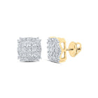 Radiant Square Diamond Earrings in 10kt Yellow Gold - Splendid Jewellery