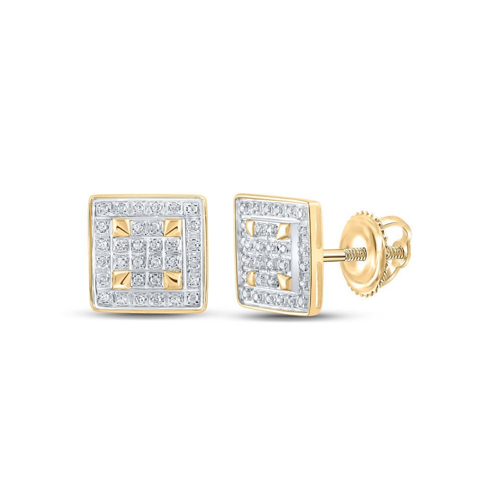 Radiant Square Diamond Earrings in 10kt Yellow Gold - Captivating Brilliance and Timeless Elegance - Splendid Jewellery