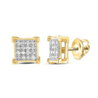 Radiant Square Diamond Earrings in 10kt Yellow Gold - Timeless Elegance and Glamour - Splendid Jewellery