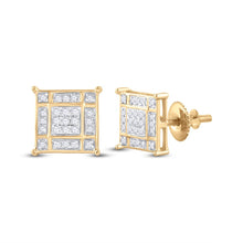 Load image into Gallery viewer, Radiant Square Diamond Elegance Earrings - Top View