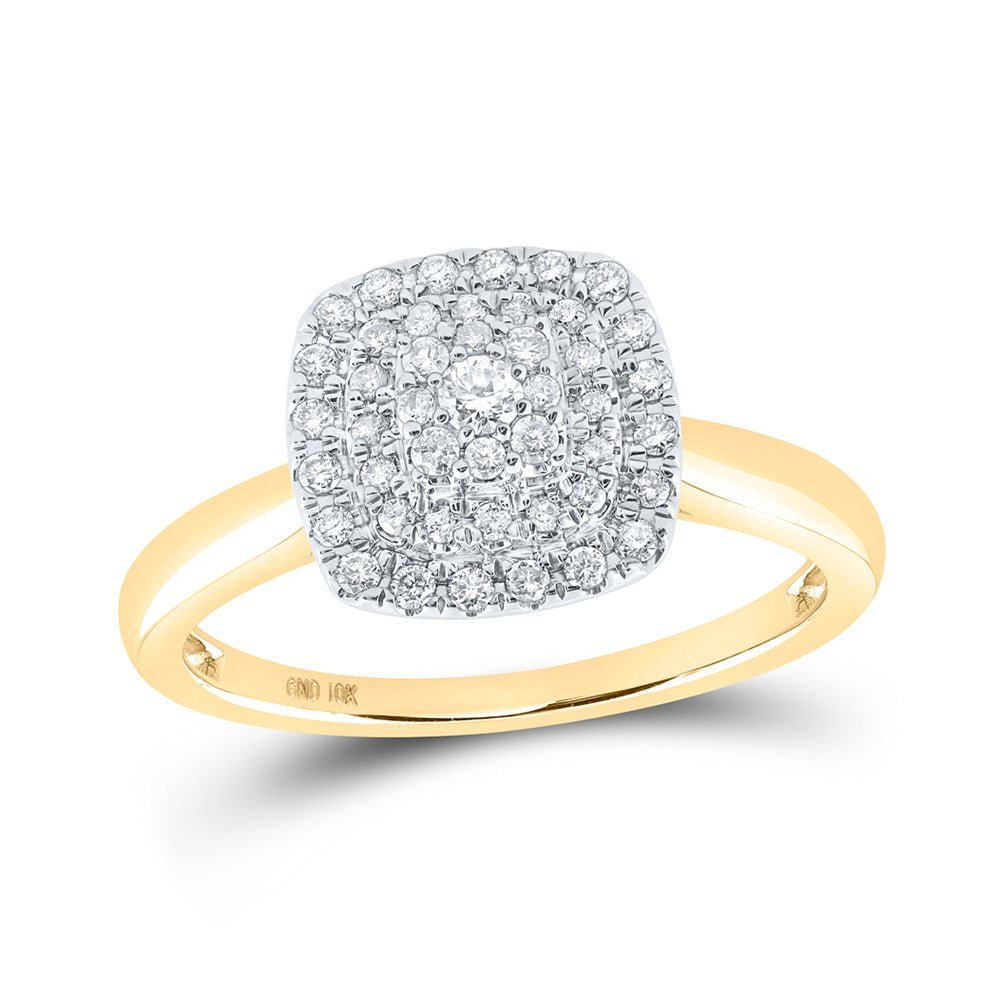 Radiant Square Diamond Fashion Ring | 10kt Yellow Gold Womens Round Diamond Square Ring 1/3 Cttw | Splendid Jewellery - Splendid Jewellery