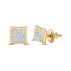 Radiant Square Diamond Gold Earrings - Splendid Jewellery