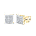 Radiant Square Diamond Gold Earrings: Captivating Brilliance in 10kt Yellow Gold - Splendid Jewellery