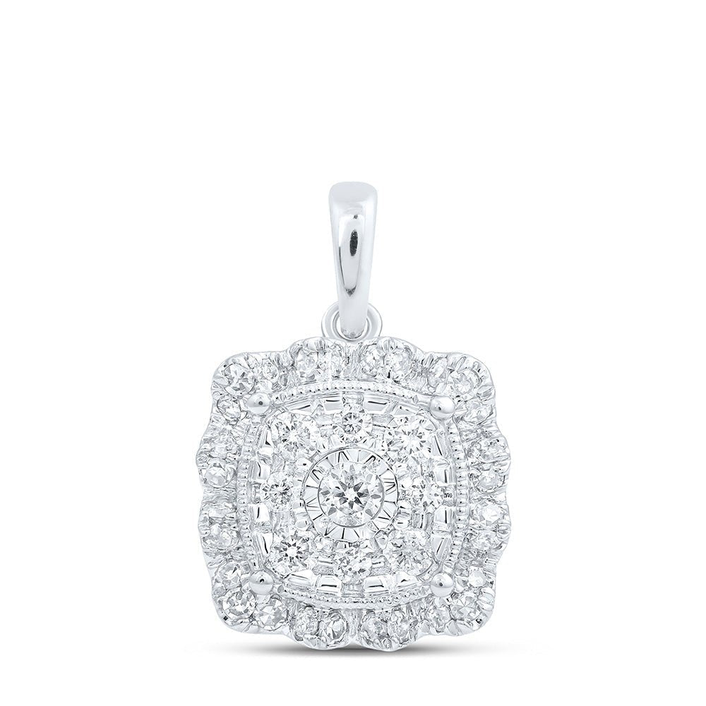 Radiant Square Diamond Pendant - 10kt White Gold Women's Necklace 1/3 Cttw - Splendid Jewellery