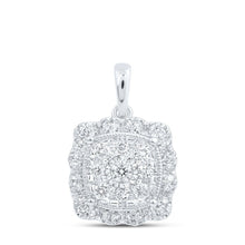 Load image into Gallery viewer, Radiant Square Diamond Pendant - 10kt White Gold Women's Necklace 1/3 Cttw - Splendid Jewellery