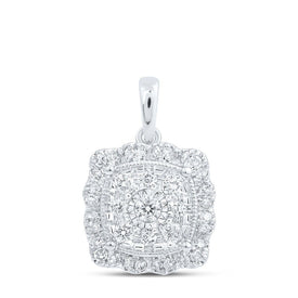Radiant Square Diamond Pendant - 10kt White Gold Women's Necklace 1/3 Cttw - Splendid Jewellery