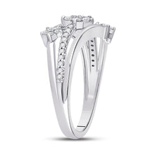 Load image into Gallery viewer, Radiant Starburst Diamond Fashion Ring | 10kt White Gold Womens Round Diamond Flower Star Band Ring 1/3 Cttw | Splendid Jewellery Side 2 view from the 10Kt White Gold Womens Round Diamond Flower Star Band Ring 1 3 Cttwpin284334 collection by Splendid Jewellery