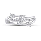 Radiant Starburst Diamond Fashion Ring | 10kt White Gold Womens Round Diamond Flower Star Band Ring 1/3 Cttw | Splendid Jewellery - Splendid Jewellery
