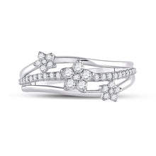 Load image into Gallery viewer, Radiant Starburst Diamond Fashion Ring | 10kt White Gold Womens Round Diamond Flower Star Band Ring 1/3 Cttw | Splendid Jewellery - Splendid Jewellery