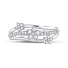 Radiant Starburst Diamond Fashion Ring | 10kt White Gold Womens Round Diamond Flower Star Band Ring 1/3 Cttw | Splendid Jewellery - Splendid Jewellery