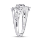 Radiant Starburst Diamond Fashion Ring | 10kt White Gold Womens Round Diamond Flower Star Band Ring 1/3 Cttw | Splendid Jewellery - Splendid Jewellery