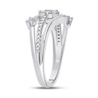 Radiant Starburst Diamond Fashion Ring | 10kt White Gold Womens Round Diamond Flower Star Band Ring 1/3 Cttw | Splendid Jewellery - Splendid Jewellery