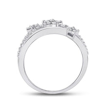 Load image into Gallery viewer, Radiant Starburst Diamond Fashion Ring | 10kt White Gold Womens Round Diamond Flower Star Band Ring 1/3 Cttw | Splendid Jewellery Side view from the 10Kt White Gold Womens Round Diamond Flower Star Band Ring 1 3 Cttwpin284334 collection by Splendid Jewellery