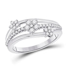 Radiant Starburst Diamond Fashion Ring | 10kt White Gold Womens Round Diamond Flower Star Band Ring 1/3 Cttw | Splendid Jewellery Top view from the 10Kt White Gold Womens Round Diamond Flower Star Band Ring 1 3 Cttwpin284334 collection by Splendid Jewellery