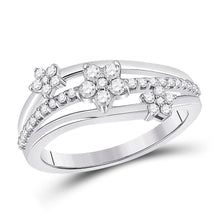 Load image into Gallery viewer, Radiant Starburst Diamond Fashion Ring | 10kt White Gold Womens Round Diamond Flower Star Band Ring 1/3 Cttw | Splendid Jewellery - Splendid Jewellery