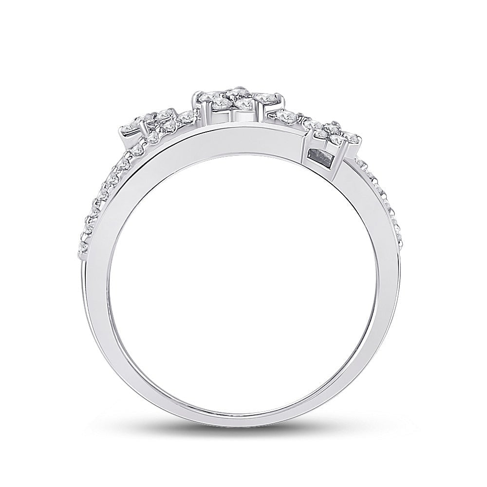 Radiant Starburst Diamond Fashion Ring | 10kt White Gold Womens Round Diamond Flower Star Band Ring 1/3 Cttw | Splendid Jewellery - Splendid Jewellery