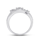 Radiant Starburst Diamond Fashion Ring | 10kt White Gold Womens Round Diamond Flower Star Band Ring 1/3 Cttw | Splendid Jewellery - Splendid Jewellery