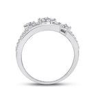 Radiant Starburst Diamond Fashion Ring | 10kt White Gold Womens Round Diamond Flower Star Band Ring 1/3 Cttw | Splendid Jewellery - Splendid Jewellery