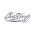 Radiant Starburst Diamond Fashion Ring | 10kt White Gold Womens Round Diamond Flower Star Band Ring 1/3 Cttw | Splendid Jewellery Front view from the 10Kt White Gold Womens Round Diamond Flower Star Band Ring 1 3 Cttwpin284334 collection by Splendid Jewellery