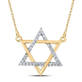 Radiant Starlight: 10kt Yellow Gold Diamond Magen David Necklace - Splendid Jewellery