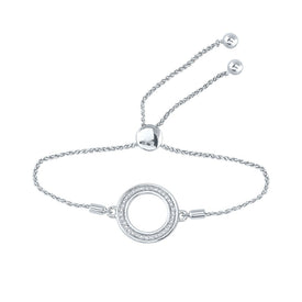 Radiant Sterling Silver Diamond Circle Bolo Bracelet - Timeless Elegance for Women  Top View from Splendid Jewellery