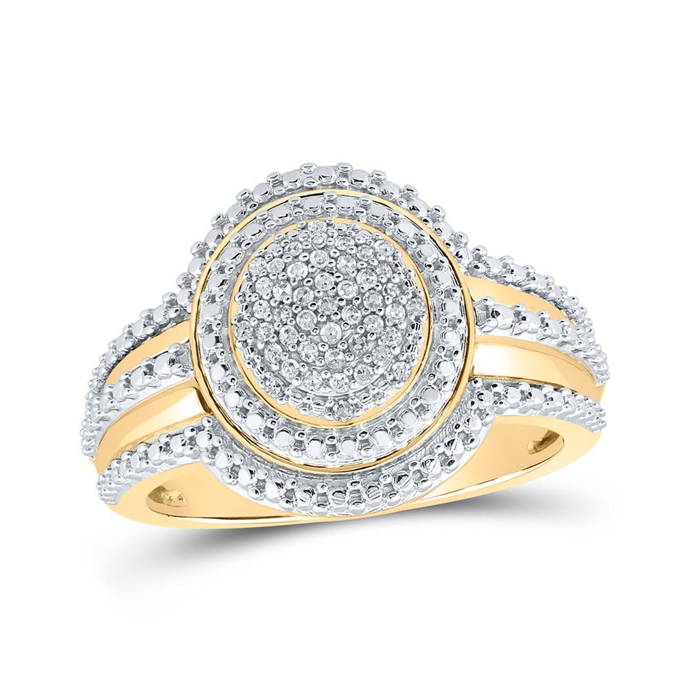 Radiant Sunburst Diamond Cluster Ring | 10kt Yellow Gold Womens Round Diamond Cluster Ring 1/8 Cttw - Splendid Jewellery