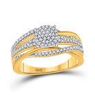 Radiant Sunburst Diamond Cluster Ring | 10kt Yellow Gold Womens Round Diamond Woven Cluster Ring 1/3 Cttw | Splendid Jewellery - Splendid Jewellery