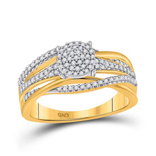 Load image into Gallery viewer, Radiant Sunburst Diamond Cluster Ring | 10kt Yellow Gold Womens Round Diamond Woven Cluster Ring 1/3 Cttw | Splendid Jewellery - Splendid Jewellery