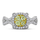 Radiant Sunburst Diamond Cluster Ring - Side View