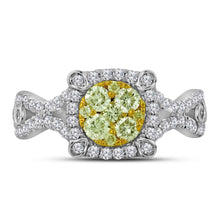 Load image into Gallery viewer, Radiant Sunburst Diamond Cluster Ring | 14kt White Gold Womens Round Yellow Diamond Cluster Ring 7/8 Cttw | Splendid Jewellery - Splendid Jewellery
