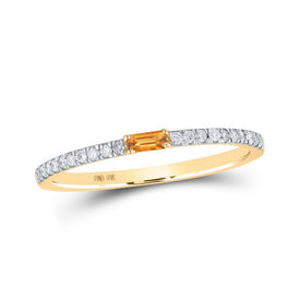 Radiant Sunshine: 10kt Yellow Gold Baguette Citrine Diamond Band Ring - Splendid Jewellery
