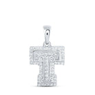 Radiant T Initial Diamond Pendant in 10kt White Gold - Splendid Jewellery