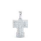 Radiant T Initial Diamond Pendant in 10kt White Gold - Splendid Jewellery