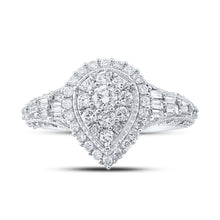 Load image into Gallery viewer, Radiant Teardrop Diamond Cluster Ring Front view from the 10Kt White Gold Womens Round Diamond Teardrop Ring 1 1 4 Cttwpin286548 collection by Splendid Jewellery