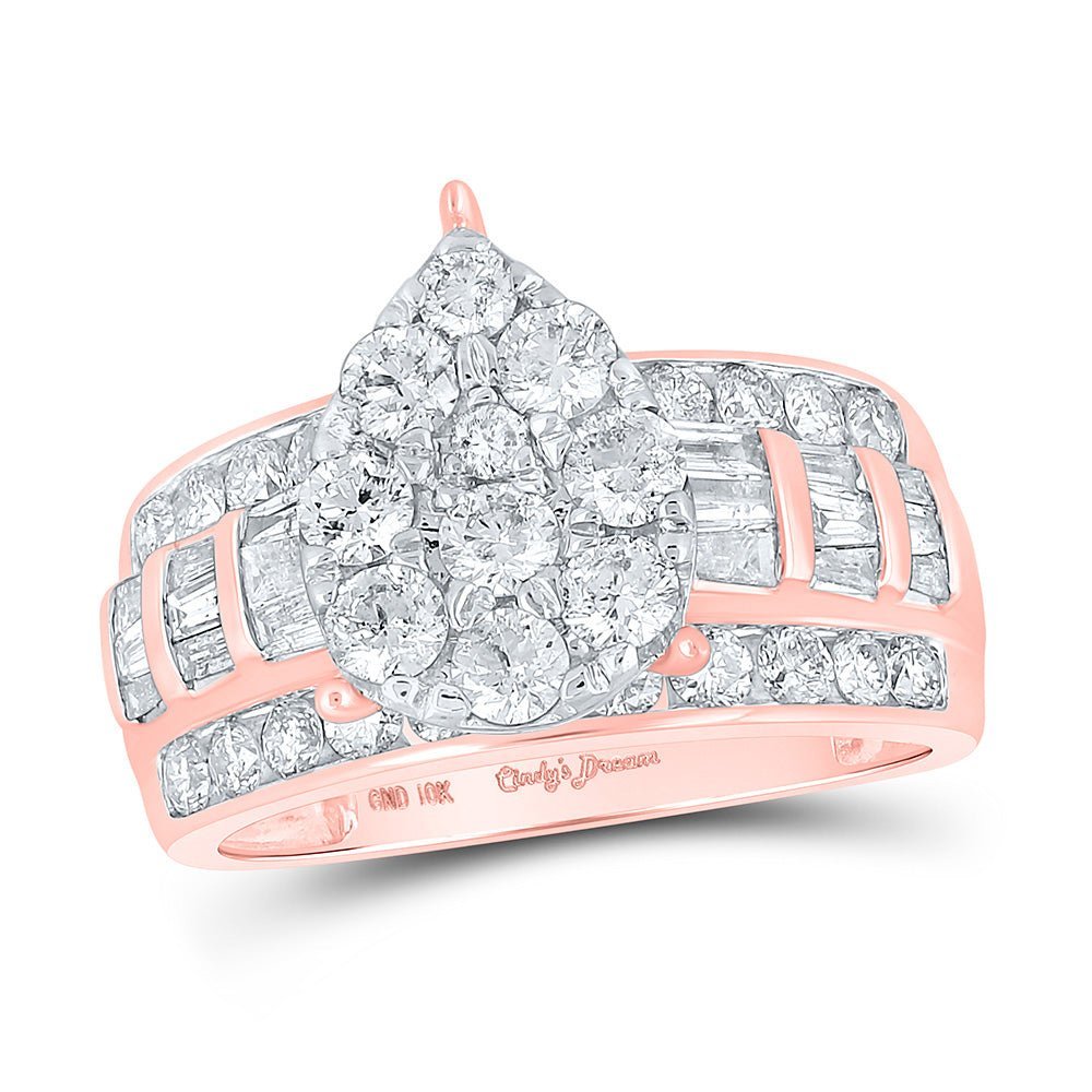 Radiant Tears 10kt Rose Gold Diamond Teardrop Bridal Wedding Engagement Ring - Splendid Jewellery