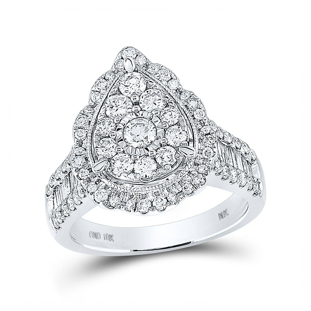 Radiant Tears 10kt White Gold Diamond Teardrop Bridal Wedding Ring - Splendid Jewellery