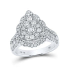 Radiant Tears 10kt White Gold Diamond Teardrop Bridal Wedding Ring - Splendid Jewellery