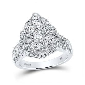 Radiant Tears 10kt White Gold Diamond Teardrop Bridal Wedding Ring - Splendid Jewellery