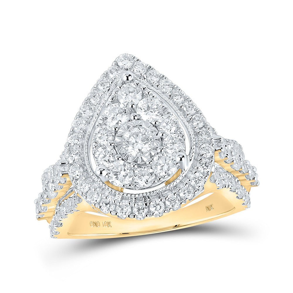 Radiant Tears 10kt Yellow Gold Diamond Teardrop Bridal Wedding Ring - Splendid Jewellery