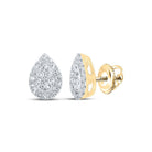 Radiant Tears: 10kt Yellow Gold Womens Round Diamond Teardrop Earrings 1/4 Cttw - Splendid Jewellery