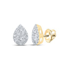 Radiant Tears: 10kt Yellow Gold Womens Round Diamond Teardrop Earrings 1/4 Cttw - Splendid Jewellery
