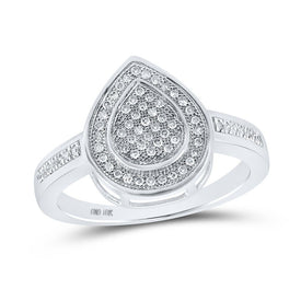 Radiant Tears Diamond Cluster Ring | 10kt White Gold Womens Round Diamond Teardrop Ring 1/5 Cttw | Splendid Jewellery - Splendid Jewellery