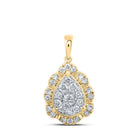 Radiant Tears Diamond Pendant | 10kt Yellow Gold Womens Round Diamond Teardrop Pendant 1/2 Cttw - Splendid Jewellery