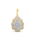 Radiant Tears Diamond Pendant | 10kt Yellow Gold Womens Round Diamond Teardrop Pendant 1/2 Cttw - Splendid Jewellery