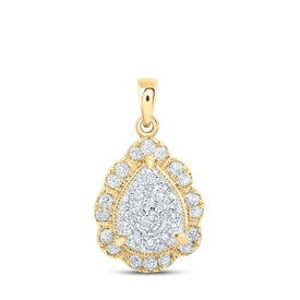 Radiant Tears of Love Pendant | 10kt Yellow Gold Womens Round Diamond Teardrop Pendant 1/3 Cttw | Splendid Jewellery - Splendid Jewellery