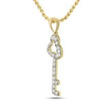 Load image into Gallery viewer, Radiant Trefoil Diamond Key Pendant  Side View from Splendid Jewellery