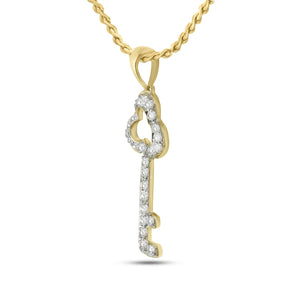 Radiant Trefoil Diamond Key Pendant - Splendid Jewellery