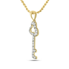 Radiant Trefoil Diamond Key Pendant - Splendid Jewellery