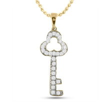 Load image into Gallery viewer, Radiant Trefoil Diamond Key Pendant  Top View from Splendid Jewellery
