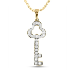 Radiant Trefoil Diamond Key Pendant - Splendid Jewellery